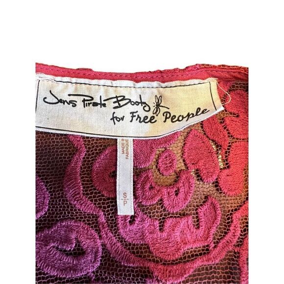 Free people Jens Pirate Booty lace Embroidered Bell Sleeves Festival Boho Dress - Picture 4 of 7